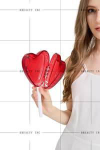 Pochette en acrylique faite à la main pour femmes élégantes sac de soirée romantique coeur transparent et sucette pour le bal de fin d'année - Product Image 5