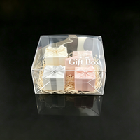 Boîte carrée transparente en PET avec logo personnalisé et fond à fermeture automatique, emballage cadeau élégant pour petits cadeaux