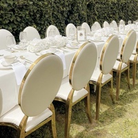 Chaise de banquet empilable en métal Louis à dossier rond pour hôtel, restaurant, mariage, mobilier d'extérieur commercial de luxe en gros