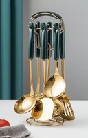Nouveautés 7 pièces ensemble d'ustensiles de cuisine en acier inoxydable accessoires de cuisine ustensiles outils de cuisson avec poignée en céramique