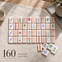 Tuiles de Mahjong américaines en acrylique gravées sur mesure de luxe, lourdes, pour soirée de jeu en famille, cadeau de fête
