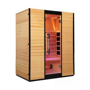 Sauna Infrarroja de Cerámica, Sauna Infrarroja para 3 Personas para el Hogar, Sauna de Madera de Hemlock, Sauna con Calentador de Bajo EMF - Product Image 1