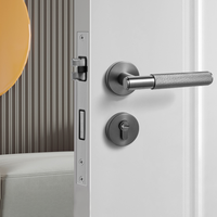 Serrure de porte en alliage d'aluminium gris, poignée de porte intérieure silencieuse pour chambre, levier d'entrée symétrique, barres de traction Matrix