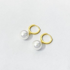 Đồ trang sức sang trọng S925 Sterling Silver Pearl cubic zircon huffie Hoop Bông tai cho phụ nữ - Product Image 4