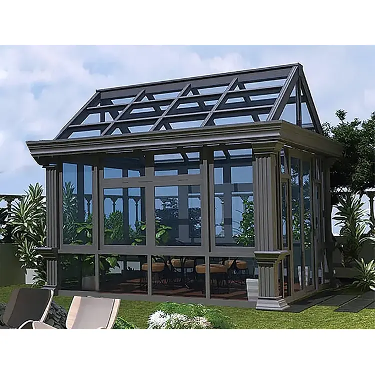 2021 High Quality Sun Room Winter Garden Glass Roof 4 Season Prefabricated Greenhouse