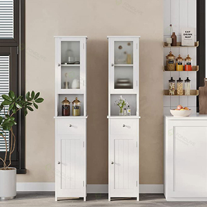 Morden Cheap <strong>Tall</strong> White <strong>Free</strong> <strong>Standing</strong> Floor Waterproof Space Saving <strong>Bathroom</strong> Cupboard Storage <strong>Cabinet</strong> for Washroom - Product Image 2