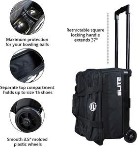 Factory Double Roller 2 Ball <b>Bowling</b> Bag with Separate Shoe Compartment Heavy Duty <b>Bowling</b> Bags Fits <b>Bowling</b> Shoes - Product Image 4