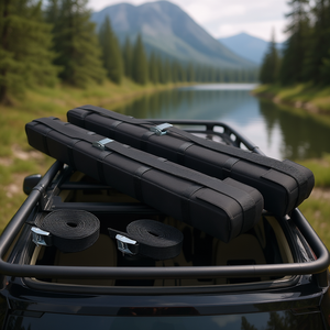 Almohadillas universales para portaequipajes de techo, para kayak, canoa, SUP, snowboard, montaje en techo de coche con correa de sujeción rápida y bolsa de almacenamiento - Product Image 2