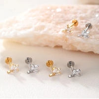 Piercing Labret en Titane ASTM F136 16G à Filetage Interne, Étanche, Style Vintage, pour Lèvre et Hélix, Bijou Cadeau, Vente en Gros
