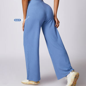 Haute qualité femmes pantalons filetés <span class=keywords><strong>pantalon</strong></span> taille haute Yoga danse <span class=keywords><strong>pantalon</strong></span> vêtements de sport décontracté ample femmes pantalons à jambes larges - Product Image 4