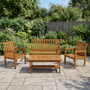 Modern Solid Teak Wood Outdoor Patio Furniture Set <b>Garden</b> <b>Bench</b> Armchair Coffee <b>Table</b> - Product Image 3