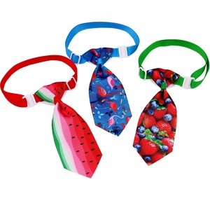Cravate réglable pour animaux de compagnie avec imprimé flamants roses tropicaux et fruits pour petits chiens et chats - Product Image 3