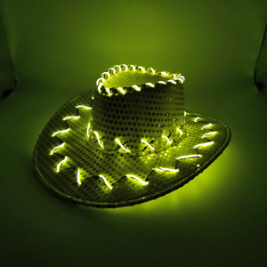Bán buôn lễ hội Shiny <span class=keywords><strong>sequin</strong></span> LED nhấp nháy Glow Cowgirl Fedora Hat LED vành độc đáo thiết kế mới Đảng hat - Product Image 6