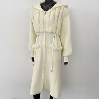 Pull à capuche en fourrure de renard véritable, long et moelleux, décontracté pour femmes, mode automne, tricot plat respirant, fermeture éclair, garniture en fourrure