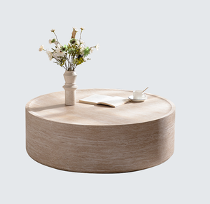 Mesa de Centro Redonda de Madera con Patrón de Marte, Diseño Decorativo Moderno para Sala de Estar, Mueble Móvil para el Hogar - Product Image 3