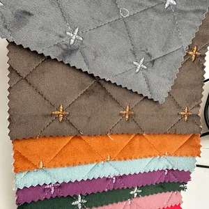 Пользовательский узор, бесплатный образец, полиэфирная обивочная ткань, вышитая хлопчатобумажная бархатная стеганая ткань для домашнего текстиля