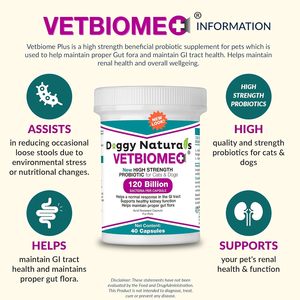 Doggy Naturals Vetbiome Plus, 120 Mil Millones de UFC, Cápsulas Probióticas para Perros y Gatos, 40 Unidades, Apoyo para la Salud Digestiva - Product Image 5