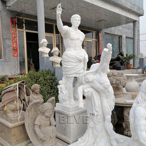 Gran Escultura de Augusto Romano Tallada a Mano para Decoración de Jardín Exterior, Estatua de Julio César de Mármol Blanco de Tamaño Real con Base - Product Image 2