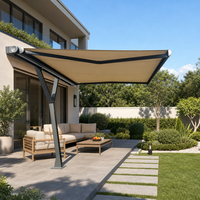 Auvent rétractable électrique 5x4M, auvent en acrylique, structure en alliage d'aluminium, télécommande, protection solaire pour balcon, terrasse, jardin