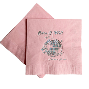 Serbet Kertas Koktail Pernikahan 2 Lapis Warna Pink dengan Desain Cetak Foil Khusus untuk Pesta - Product Image 4