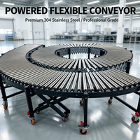Convoyeur à rouleaux flexible motorisé en acier inoxydable 304, extensible, télescopique, réglable en hauteur, pour le chargement et le déchargement rapide des camions
