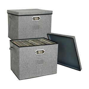 Boîte de rangement en coton et lin, boîte de rangement pliable avec couvercle, boîtes de rangement pour vêtements, jouets, organisation de la maison - Product Image 1