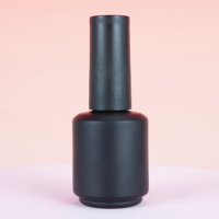 Bouteille en verre carrée ronde vide de 12ml 15ml pour vernis à ongles conteneur de gel UV noir mat personnalisé bouteille de vernis à ongles avec brosse à capuchon