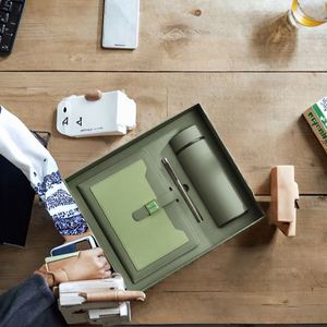 IStapromo Gifts Customized High-end Handmade PU Leather Multifunction Fashion <b>Notebook</b> Gift Box <b>Set</b> Business Office Meeting - Product Image 1