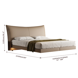 Letto Matrimoniale <span class=keywords><strong>King</strong></span>-<span class=keywords><strong>Size</strong></span> Moderno in Stile Europeo, Morbido e Confortevole, Rivestito in Vera Pelle, con Funzione Contenitore - Product Image 6