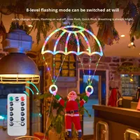 LED-Weihnachtsdekoration für den Außenbereich, wasserdicht, IP65, Weihnachtsmann-Fallschirm-Lichterkette, 8-Modus-Controller, dimmbar, für Heimdekoration