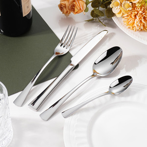Sang Trọng Dao kéo thép không gỉ ngã ba Dao Muỗng Bạc Set nhà hàng đám cưới Flatware Set - Product Image 1