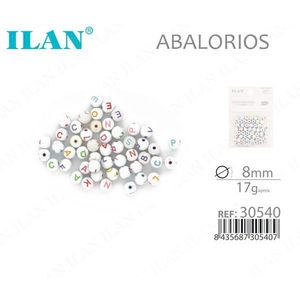 Perline Ilan Abalorios bianche da 8 mm con lettere colorate per la creazione di gioielli - Product Image 1