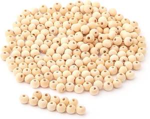 ลูกปัดไม้ธรรมชาติที่ยังไม่เสร็จสำหรับการทำเครื่องประดับ macrame และตกแต่งบ้านไร่งานฝีมือแบบ DIY มีหลายขนาดรูปวงรีพวงมาลัยจำนวนมาก - Product Image 1