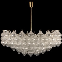 Lustre en verre de Murano finition laiton diamètre 90cm en forme de tulipe soufflé à la main lunettes à bulles suspension pour salon chambre à coucher