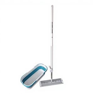 Plaque de serpillière <span class=keywords><strong>plate</strong></span> de 45 cm en aluminium, mains libres, haute qualité, avec raclette en caoutchouc double face et ensemble de seau à clips - Product Image 3