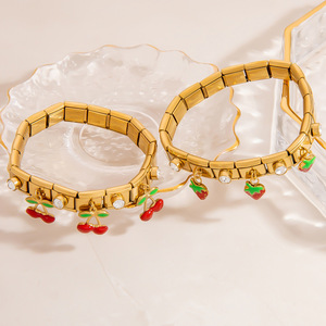 Braccialetti 2025 moda anguria italiana Charm ciliegia fragola 18K oro placcato in acciaio inox - Product Image 3