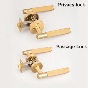 Juego de Manijas de Puerta de Latón Macizo con Acabado Bronce Antiguo, Diseño Moderno y Lujoso, para Puertas Interiores, con Función de Privacidad y Seguridad - Product Image 4