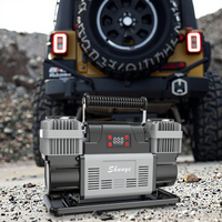 Compresseur d'air robuste 300L/MIN Gonfleur de pneu Moniteur de pression des pneus Jauge numérique double cylindre 12V DC Pompe rapide pour 4x4