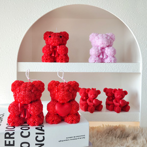 Nouvelle bougie aromatique en forme d'ours rose rouge pour la Saint-Valentin 2026, décoration d'ambiance pour la maison, cadeau pour fille - Product Image 1