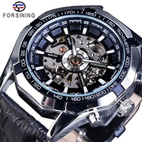 Montres mécaniques de luxe en cuir pour hommes Forsining, vente chaude, étanches, squelette, avec aiguilles lumineuses, ovales, 24 mm