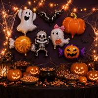 Ballons en aluminium 3D en forme de citrouille et d'araignée pour la décoration de fêtes d'Halloween, vente en gros et emballage de détail, fournisseur