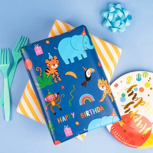 Custom Eco-Friendly Happy Birthday Animals Gift <b>Wrap</b> <b>Paper</b> <b>Roll</b> Double-Sided Recyclable Art <b>Paper</b> 100GSM Coated Digital Printing - Product Image 3