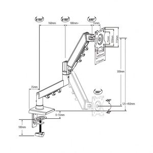 Support d'écran réglable moderne pour ordinateur portable ou ordinateur de bureau avec ressort à gaz flexible - Product Image 6