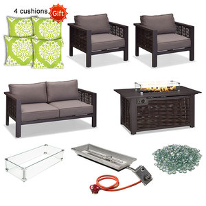 Sẵn sàng giao hàng, có chứng nhận UKCA CE, bộ bàn ghế <span class=keywords><strong>sofa</strong></span> mây nhựa ngoài trời, sân vườn, có hố lửa - Product Image 2