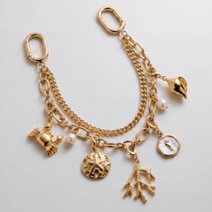 Colgante de Cadena Metálica Dorada para Bolso con Dijes Intercambiables de Concha Marina, Cangrejo, Estrella de Mar y Perla, Accesorios de Llavero para <span class=keywords><strong>Mujer</strong></span> - Product Image 4