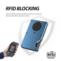 Porte-cartes intelligent en alliage d'aluminium bleu localisable avec blocage RFID, porte-cartes Afi
