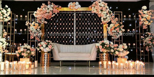 Ravishing Reception Night Back Wall Stage Decor Asian <b>Wedding</b> <b>Candle</b> Back Wall Stage Reception Night Stage <b>Candle</b> Wall Australia - Product Image 6