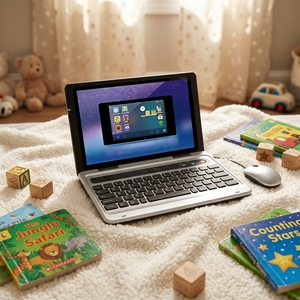 VTech GENIO MON PREMIER VRAI <span class=keywords><strong>ORDI</strong></span> Machine de lecture éducative - Plastique, Alimentée par piles, 1 batterie lithium-ion (inclus), Pour les enfants - Product Image 3