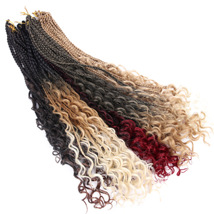 Treccia Sintetica Ombre Bohemien Lunga 24 Pollici <span class=keywords><strong>con</strong></span> Ricci Effetto River, Estensioni per Capelli all'Uncinetto Stile Boho Box Braids per Donne Nere - Vendita all'Ingrosso - Product Image 4
