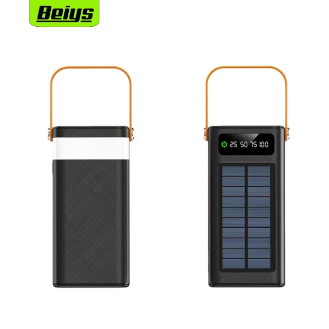 New Large Capacity Portable 50000mAh 22.5W Fast-Charging 4 USB Type-C Ports Built-in Cable Flashlight Solar Outdoor Power Bank